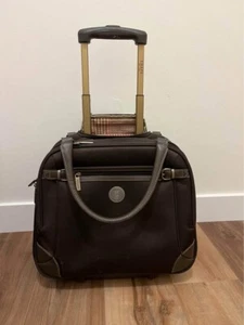 Ralph Lauren Chaps Rolling Briefcase Carry-On Suitcase Brown/Plaid - Picture 1 of 10