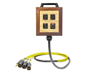 4-Ch Wooden Wall / Stage Box | Mogami 2931 & Neutrik Gold | Yellow | 5 Feet - Picture 1 of 1