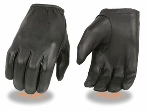 Guantes de cuero sin forrar de muñeca corta para hombre piel de ciervo americano estilo policía negros nuevos - Imagen 1 de 2