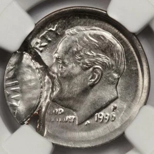 1996 NGC MS66 Broadstruck Brockage From A Broadstruck Dime Mint Error Rare Combo - Picture 1 of 4