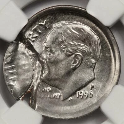 1996 NGC MS66 Broadstruck Brockage From A Broadstruck Dime Mint Error Rare Combo - Image 1 of 4