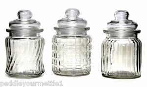 NEW Ribbed Tight Seal Jar w/ Bubble Gum Style Lid 5" Apothecary ~ Your Choice ~ - Picture 1 of 10