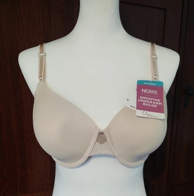 NWT Olga No Side Effects Underwire Bra Lined 36C Double Back Latch - Image 1 of 4