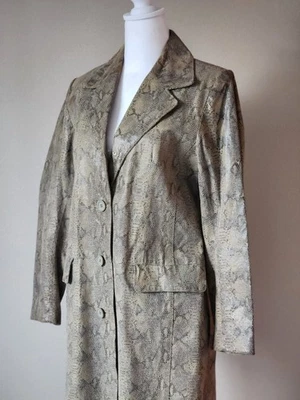 Womens Leather Jacket Snakeskin Adler Trenchcoat Vintage Medium - Image 1 of 4