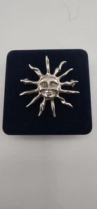 VINTAGE 925 STERLINGSILBER MEXIKO MODERNIST SONNENBLUME GESICHT BROSCHE GROß - Bild 1 von 10