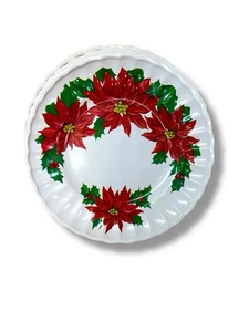 Juego de 7 platos navideños de plástico vintage borde festoneado vacaciones de pascua - Imagen 1 de 2