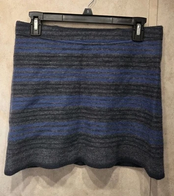 Falda de lana merino Toad And Co azul y gris a rayas talla pequeña Foto 1 de 4