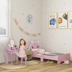 Kids Bedroom Furniture Set with Kids Dressing Table, Stool, Bed, Cat-Design