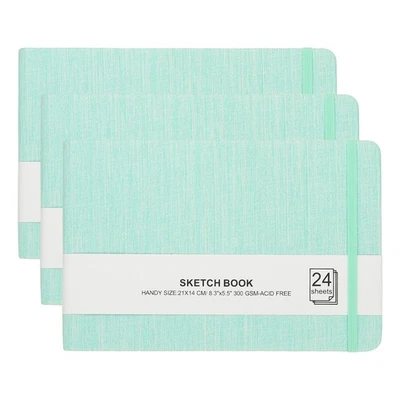 8.3x5.5 英寸水彩素描本,3 件 300GSM/203 磅,绿色 — 第 1/4 张图片