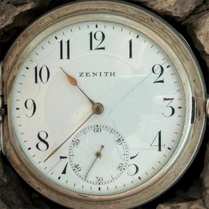 Antique Zenith Pocket Watch Mechanical Swiss Silver 800 Grand Prix Breguet Rare - Picture 1 of 24