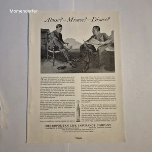 1937 Metropolitan Life Insurance "Abuse? Misuse? Disuse?" Full Page Print Advert - Imagen 1 de 4