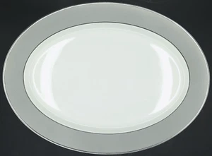 C1960s Syracuse Debutante Gray Platinum 14.12" Oval Serving Platter Replacement - Picture 1 of 7