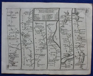 CORNWALL, PADSTOW, SOMERSET, BATH, antique road map, SENEX, OGILBY, 34-35, 1762 - Picture 1 of 4