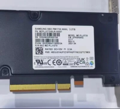 3.2TB PM1735 Samsung PCIE SSD HHHL PCIE4.0 SOLID STATE DERIVE MZPLJ3T2HBJR-00007 - Image 1 of 4
