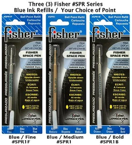 TRES (3) Recargas de tinta azul Fisher Space Pen serie SPR/Tu elección de punto - Imagen 1 de 9