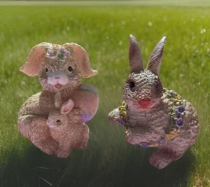 Easter Bunnies Small Resin Bunny Statue Spring Decor Display - Picture 1 of 6