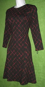 Tommy Hilfiger Black Red Stretch Knit Flounce Hem Work Social Dress 16 $129 - Picture 1 of 7