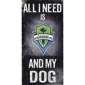 Seattle Sounders Soccer and Dog Wood Sign [NEW] MLS Man Cave Den Wall - Picture 1 of 1