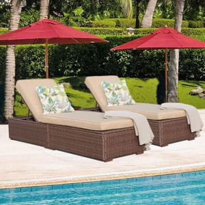 Outdoor Patio Lounge Chair,Elegant Reclining Adjustable Pool Rattan Chaise Chair - Picture 1 of 10