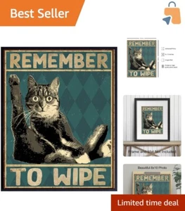Amusing Bathroom Wall Art - 'Remember to Wipe' Cat Print Ideal for Gifts - Picture 1 of 10