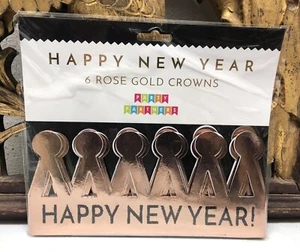 PARTY PARTNERS 6 Rose Gold HAPPY NEW YEAR Crowns - Picture 1 of 4