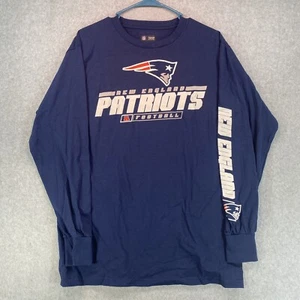 New England Patriots Shirt Adult Medium Blue Long Sleeve Spellout Graphic Logo - Picture 1 of 9