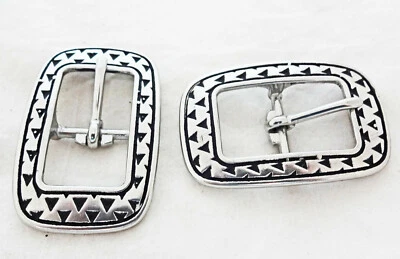 Par de hebillas de barra central Jeremiah Watt Rasp acero inoxidable tachuelas de caballo tamaños nuevo Foto 1 de 2