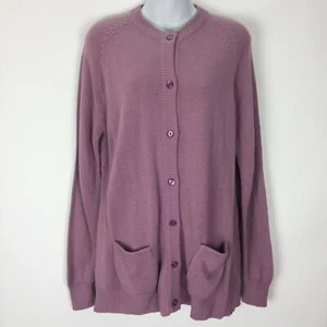 Vintage 80s Cardigan Sweater Size 42 M L Pockets Cottagecore Prairie Pastel Boho - Picture 1 of 7
