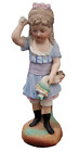 Antique All Bisque Victorian Girl Holding Doll German Figurine