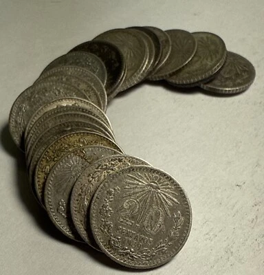 One 1930’s-1940’s  Silver Mexico 20 Centavos (1) Coin Randomly Selected - Image 1 of 2
