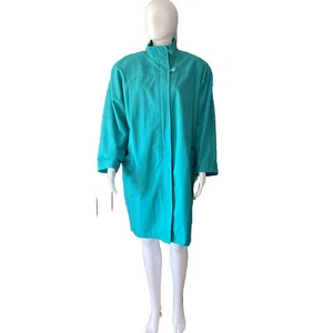 Vtg 80’s Women’s Jacket NOS NWT Bridgewear Sz P Teal Lined Rain Coat Hong Kong - Picture 1 of 21