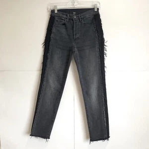 3x1 High Rise Cora Straight leg Raw Hem Cropped Jeans in Dark Grey Size 25 - Picture 1 of 7