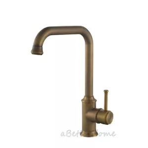 Rubinetto lavello cucina ottone vintage manico singolo alto girevole beccuccio miscelatore acqua rubinetto - Foto 1 di 3