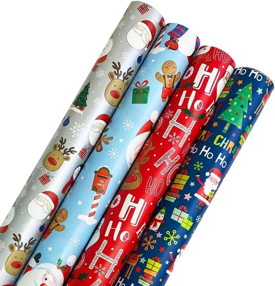 Eurowrap Christmas 70cm x 7m Wrapping Paper Set - X-31749-GWC