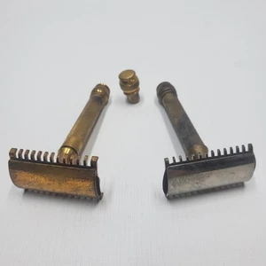 Vintage Gillette langer Kamm Sicherheitsrasierer Twist To Open USA - Bild 1 von 10