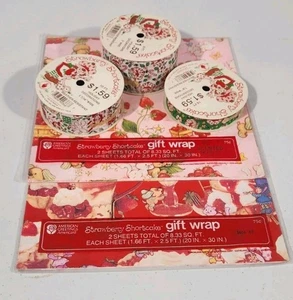 Vintage 1980er Erdbeere Shortcake amerikanische Grüße Geschenkverpackung & Band Posten - Bild 1 von 7