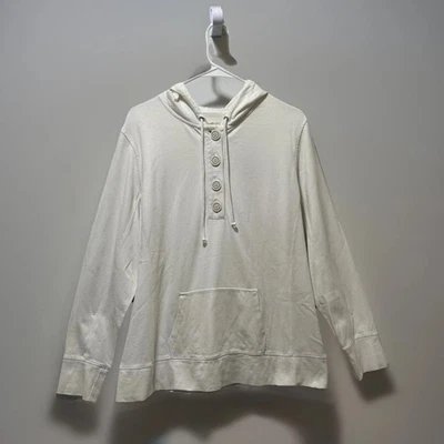 Sudadera con capucha Eddie Bauer manga larga botón delantero para mujer talla XL blanca Foto 1 de 4