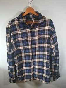 Orvis Shacket Men XL Blue Plaid Button Up Heavy Flannel Shirt Jacket Pocket - Picture 1 of 8