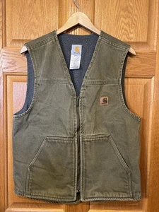 CO524 Carhartt Brown Canvas Lined Outdoor Work Vest V19 BRK Mens Medium - Picture 1 of 3