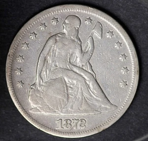 1872 Seated Liberty Silver Dollar, Good/VG (0003) - Picture 1 of 3