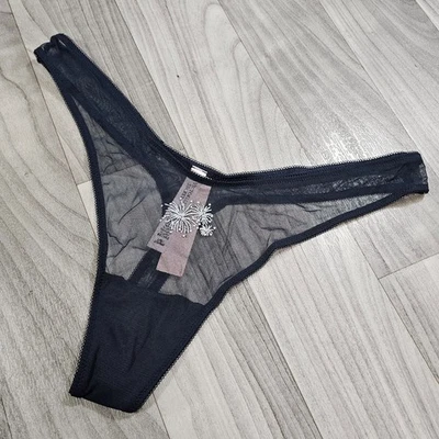 Victoria's Secret MUY SEXY Azul Oscuro Coqueta Malla Tanga Panty con Fuegos Artificiales, Talla L Foto 1 de 4