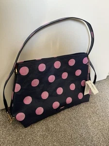 Cath Kidston Navy With Pink Polka Dot Shoulder Bag Brand New With Tags BNWT - Picture 1 of 7