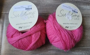 Lot Of 2 Pink Sublime Lace Extra Fine Merino Wool Yarn - Picture 1 of 2