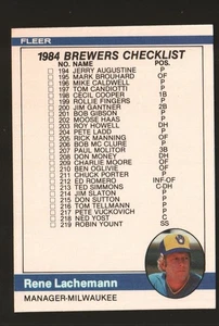 1984 Fleer Baseball #655 - Checklist: Brewers / Indians CL 84-1191 - Picture 1 of 2