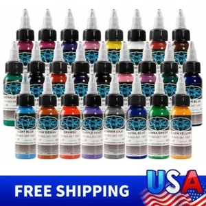 US 25 Color Tattoo Ink Set Genuine Fusion Inks 1oz 30ml Bottles Permanent Makeup - Picture 1 of 14