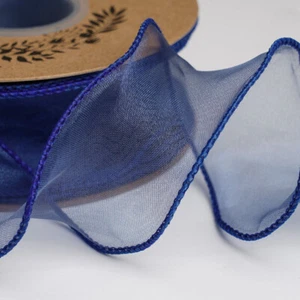 Wavy Fishtail Sheer Chiffon Ribbon Organza or With Gold Edge - 3cm 4cm Widths - Picture 1 of 44