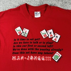 Mah-Jongg Player Game Night T-Shirt Men's Size Large Red Novelty Tee - Picture 1 of 10