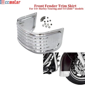 Chrome Ribbed Front Fender Trim Skirt For Harley Softail FLSCT Touring Road King - Bild 1 von 10