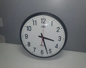 Lathem AirTime 12" Analog Wall Clock AT12RMS-G1 AT12RM Metal Glass - Picture 1 of 3
