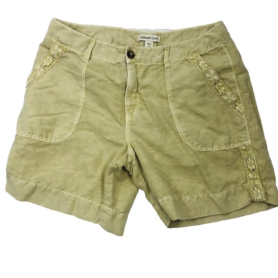 Pantalones cortos Coldwater Creek para mujer talla pequeña 12P lino algodón encaje ribete Foto 1 de 4